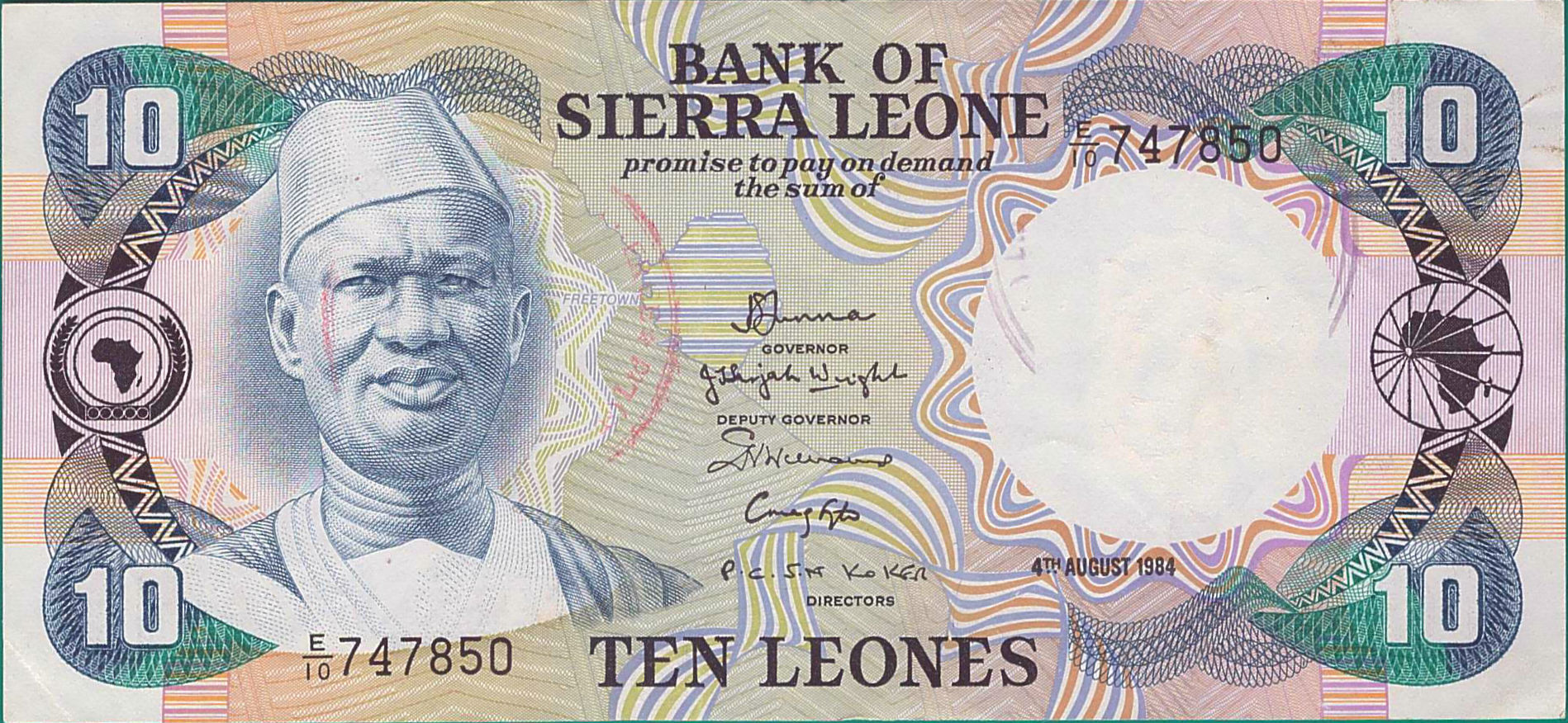 Sierra Leone 10 1984 aUNC P-8/B